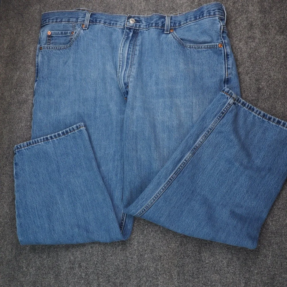 Levi's 550 Jeans Mens 48x29 Relaxed Fit Blue Solid Denim Casual Workwear Classic